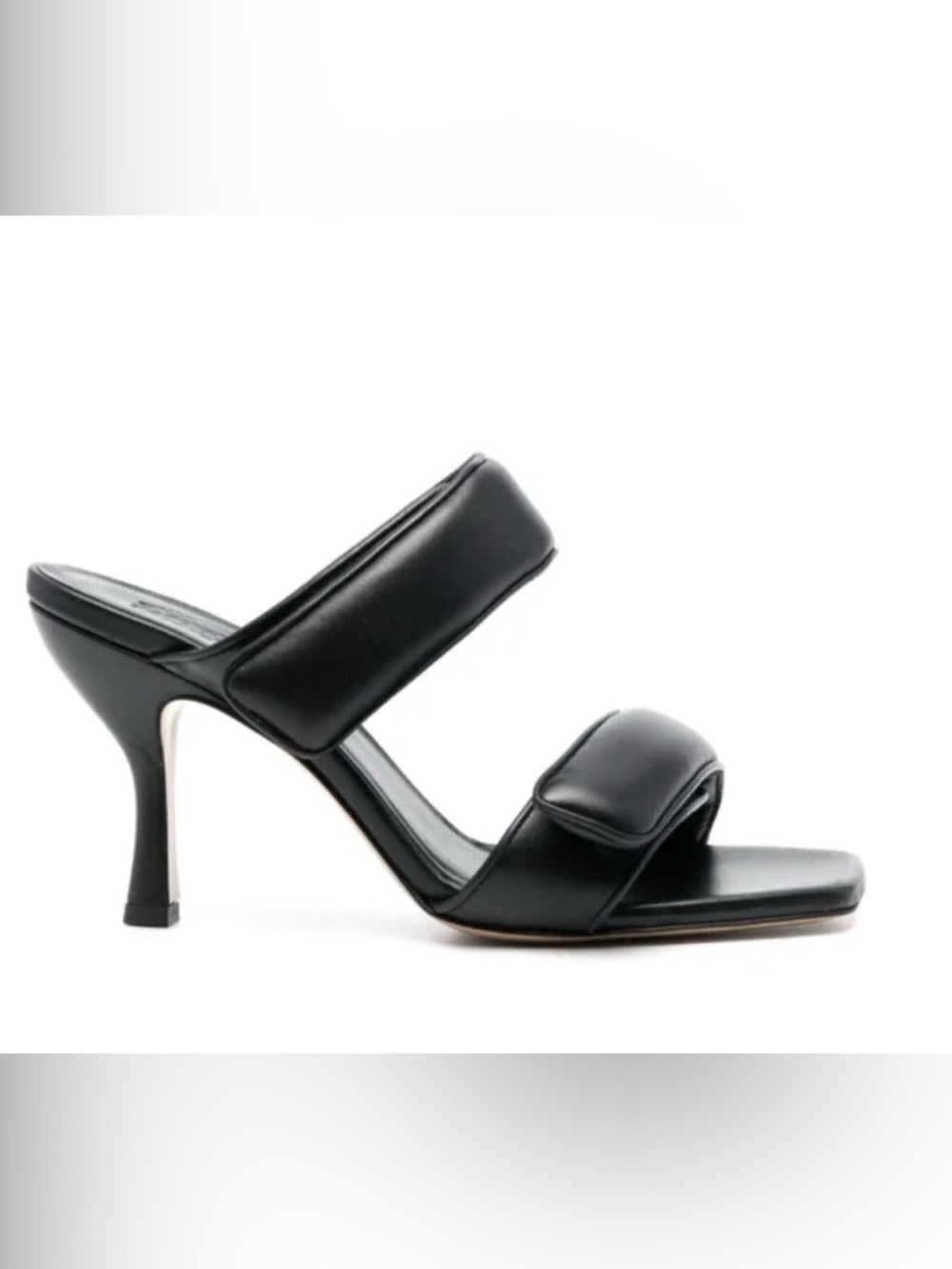 Gia Borghini Black Puffy Padded Double-Strap Heeled Mules EU 38.5 / US 8.5